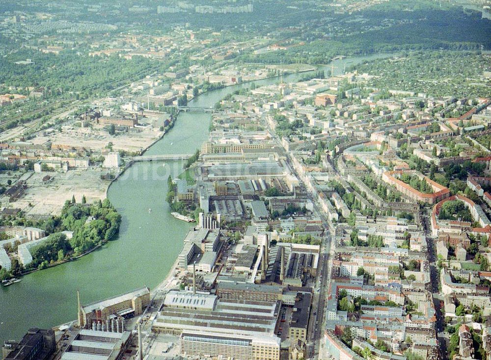 Luftaufnahme Berlin - Oberschöneweide - Industriegebiet Oberschöneweide in Berlin - Schöneweide.