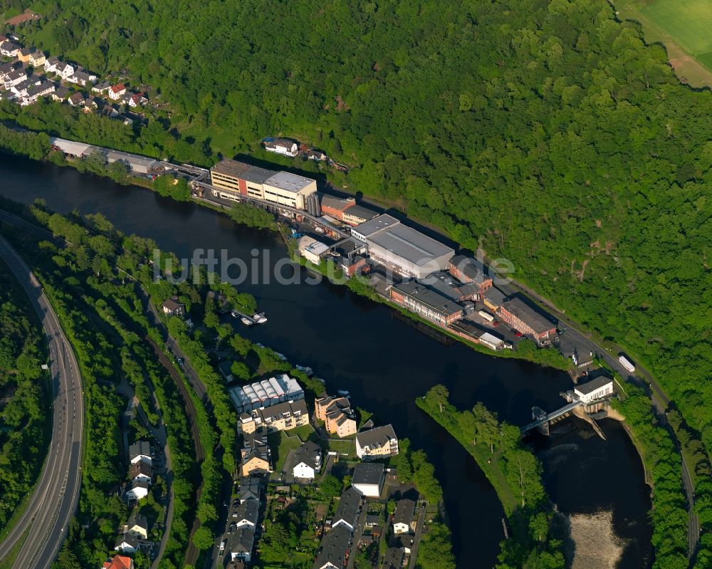 Lahnstein von oben - Industriegebiet am Ufer der Lahn in Lahnstein im Bundesland Rheinland-Pfalz