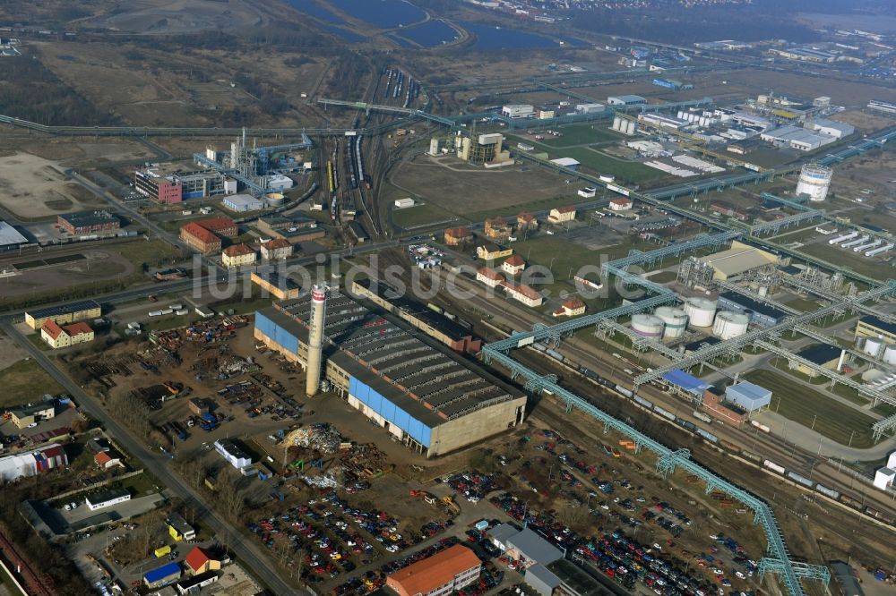 Bitterfeld aus der Vogelperspektive: Industriegebiete im Chemiepark Bitterfeld - Wolfen bei Bitterfeld im Bundesland Sachsen-Anhalt