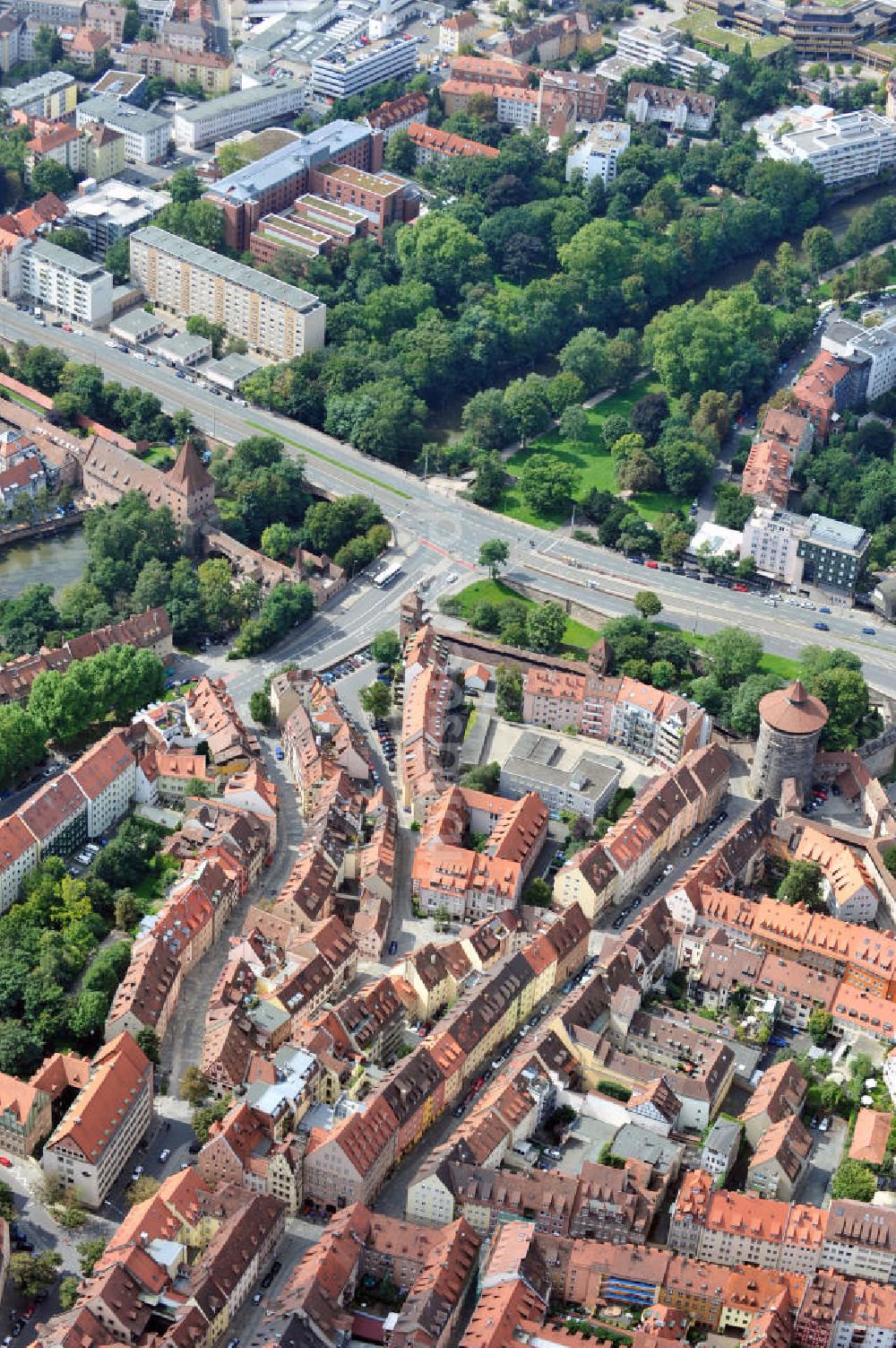 Nürnberg aus der Vogelperspektive: Innenstadt und Altstadtbereiche von Nürnberg