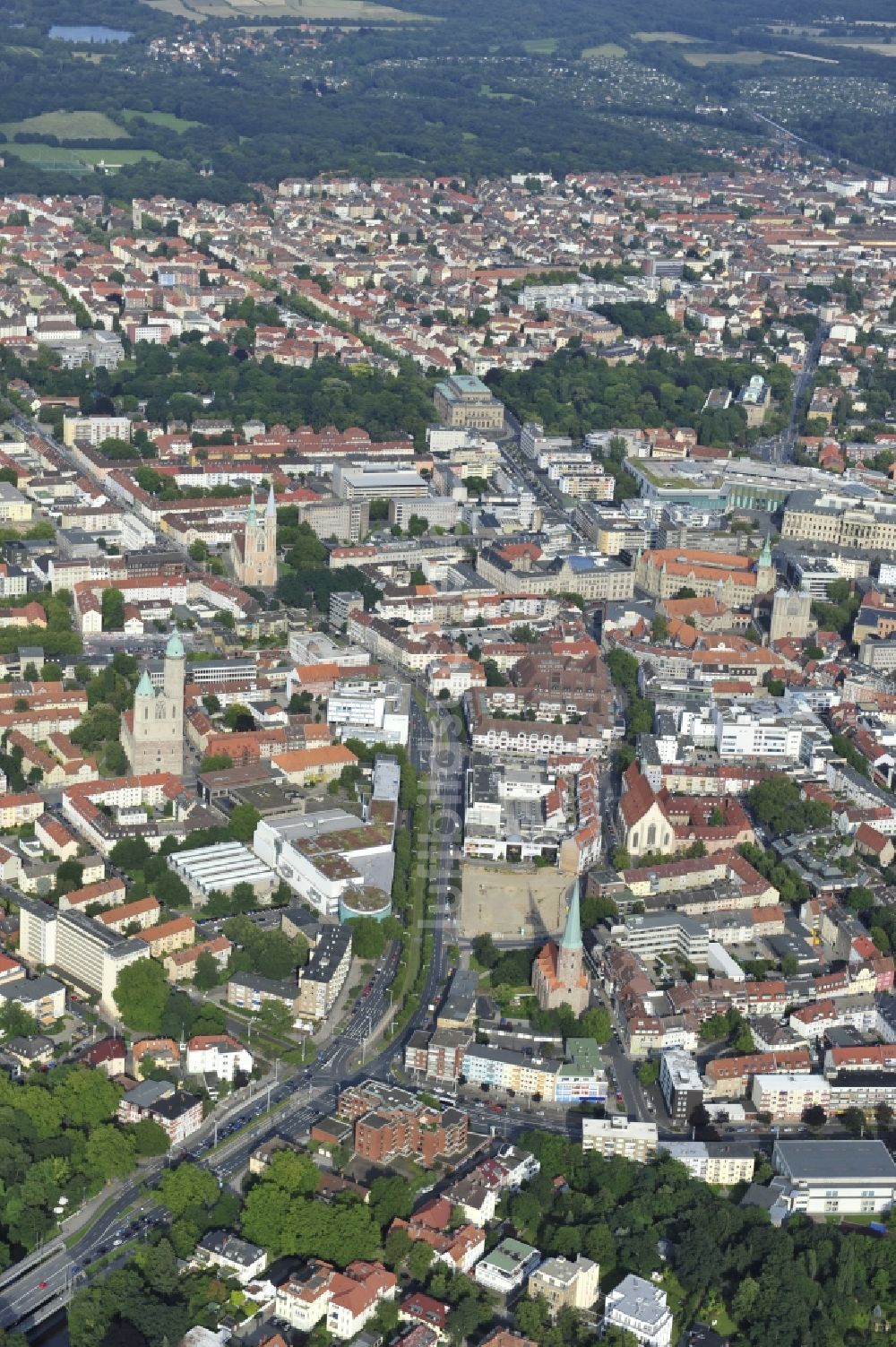 Luftaufnahme Braunschweig - Innenstadt von Braunschweig im Bundesland Niedersachsen