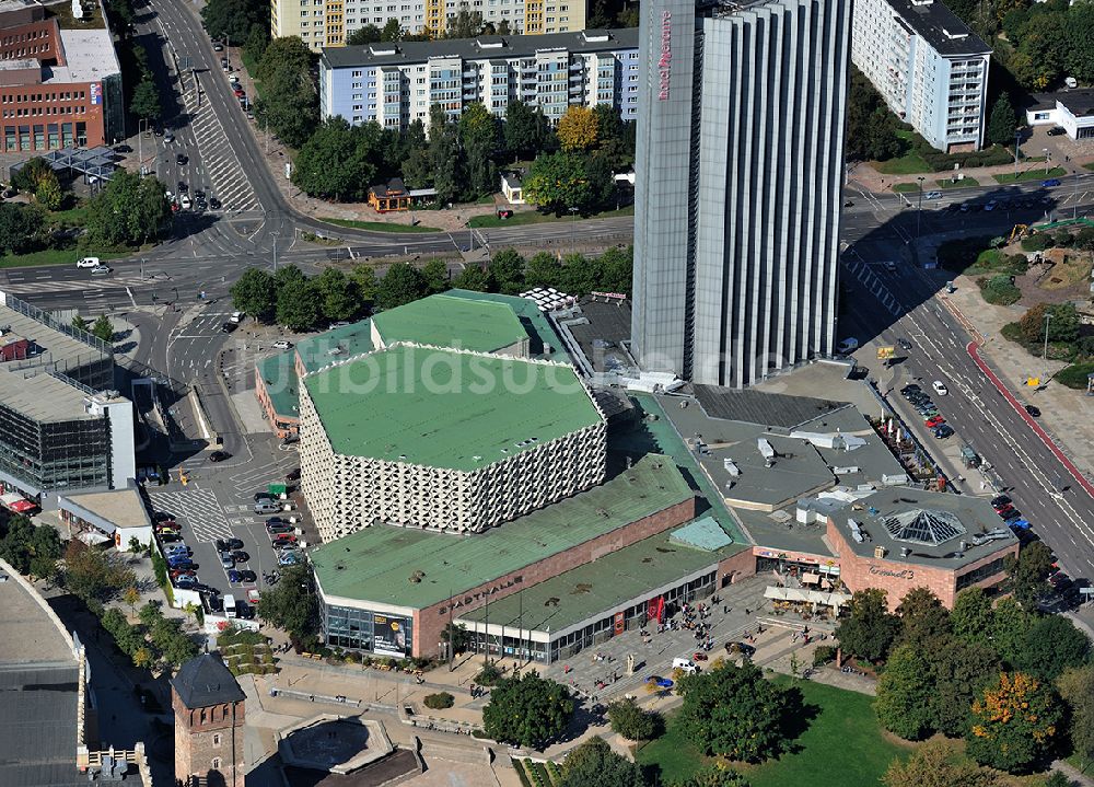 Chemnitz aus der Vogelperspektive: Innenstadt von Chemnitz mit Blick auf die Stadthalle an der Straße der Nationen in Chemnitz in Sachsen