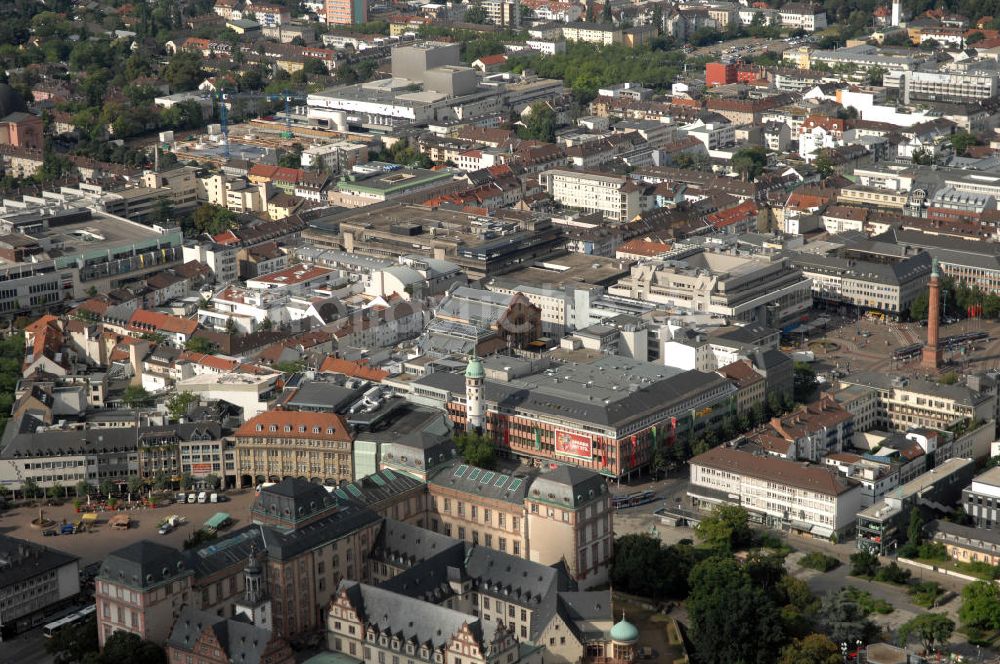 Darmstadt von oben - Innenstadt Darmstadt Ludwigsmonument