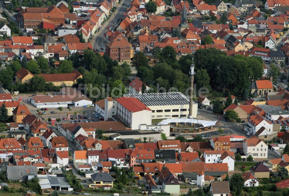 Dingelstädt von oben - Innenstadt von Dingelstädt mit der MB Modeproduktion und Vertriebs GmbH in Thüringen