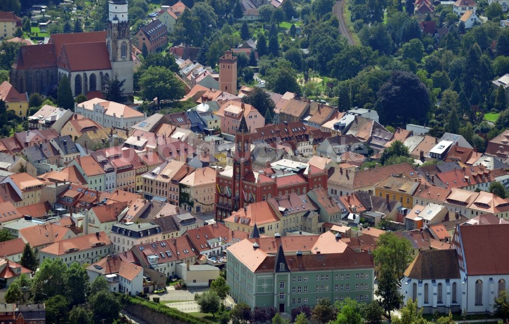 Kamenz von oben - Innenstadt von Kamenz im Bundesland Sachsen