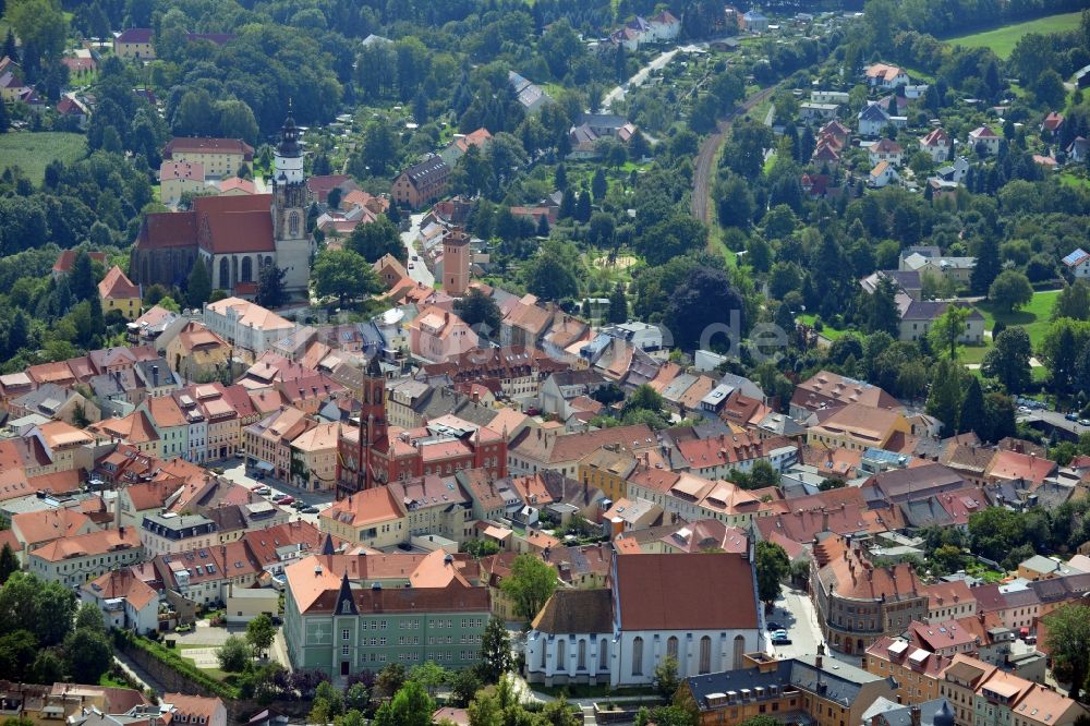 Kamenz aus der Vogelperspektive: Innenstadt von Kamenz im Bundesland Sachsen