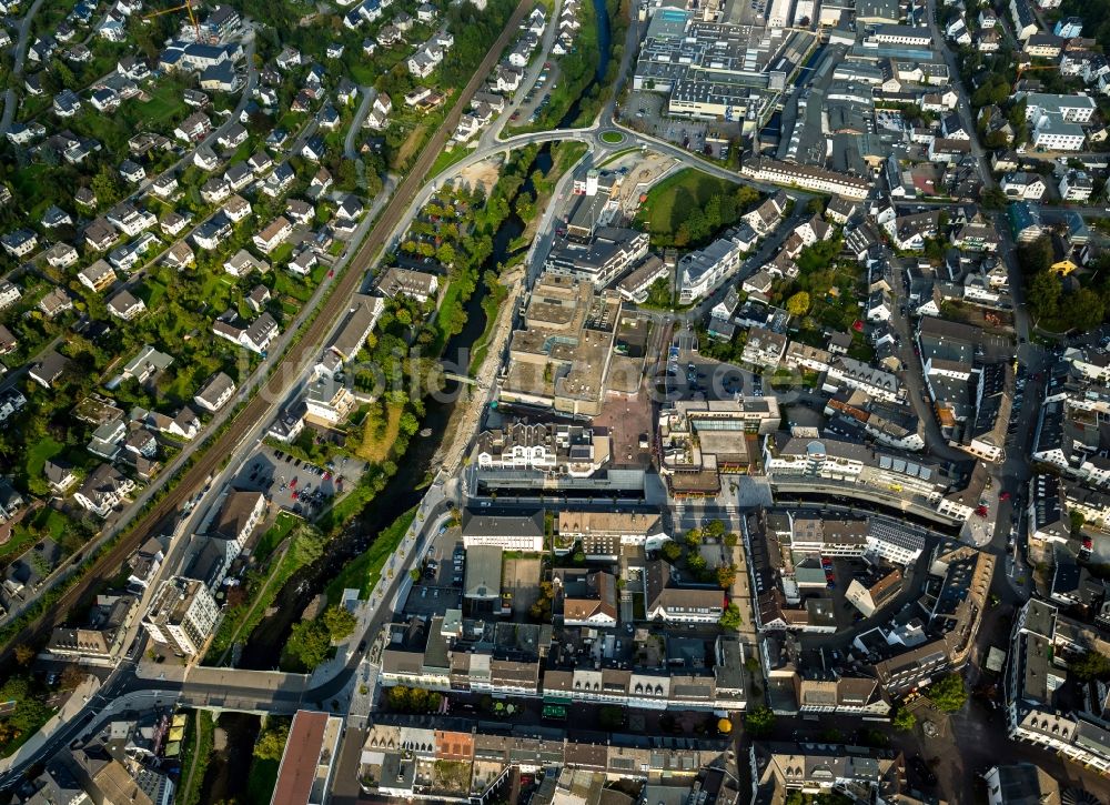 Meschede von oben - Innenstadt von Meschede im Bundesland Nordrhein-Westfalen