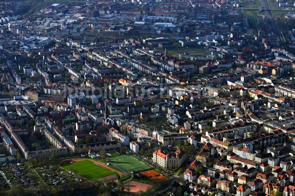 Luftaufnahme Leipzig - Innenstadt im Ortsteil Leutzsch in Leipzig im Bundesland Sachsen, Deutschland