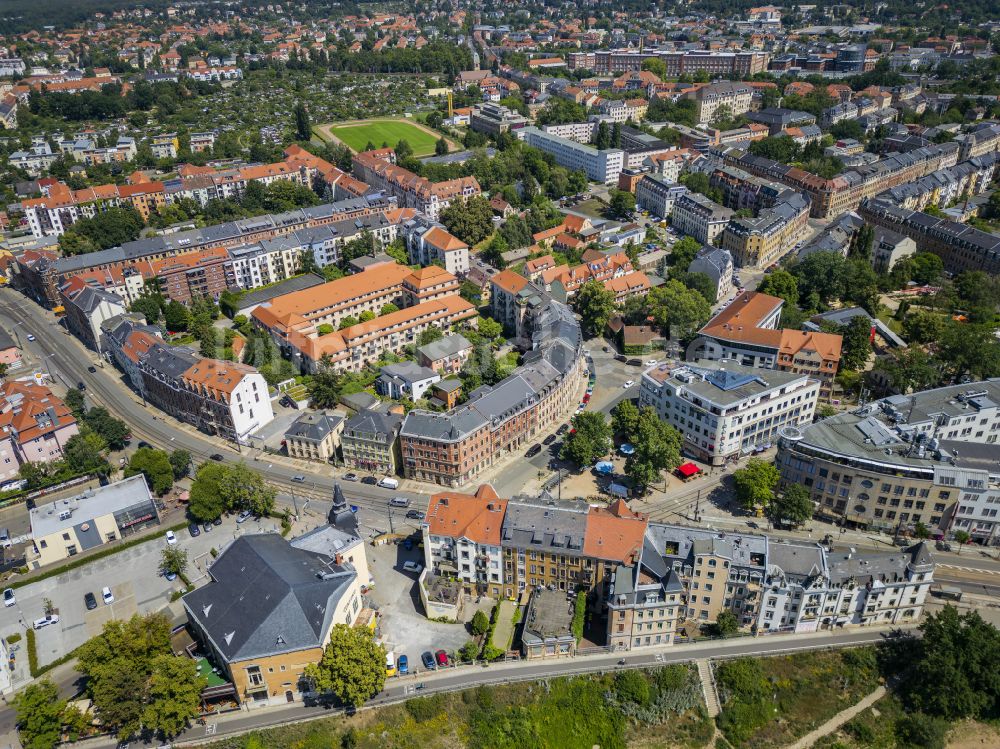 Dresden von oben - Innenstadt im Ortsteil Pieschen in Dresden im Bundesland Sachsen, Deutschland