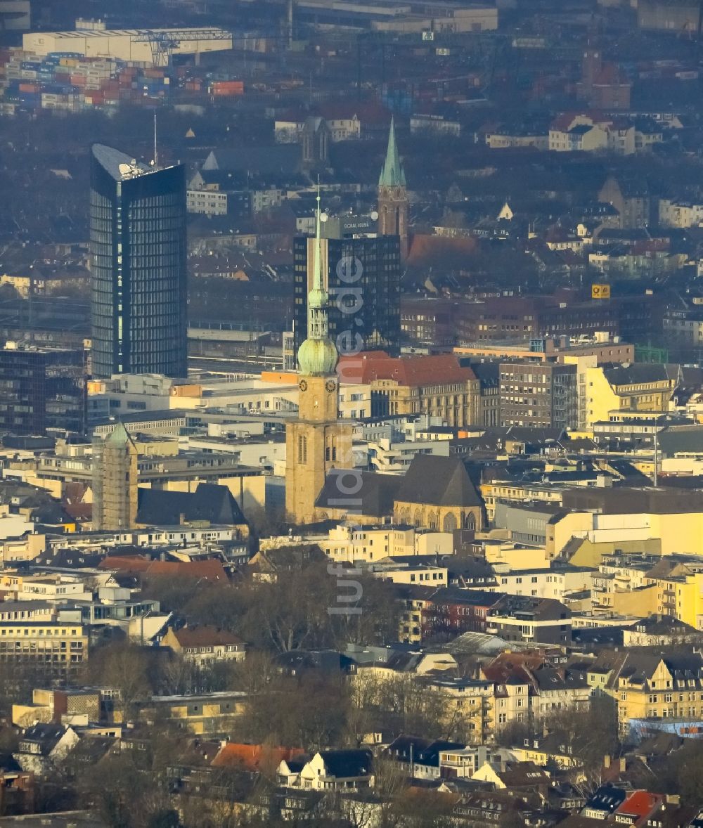 Luftaufnahme Dortmund - Innenstadt mit Reinoldikirche und RWE-Tower in Dortmund im Bundesland Nordrhein-Westfalen