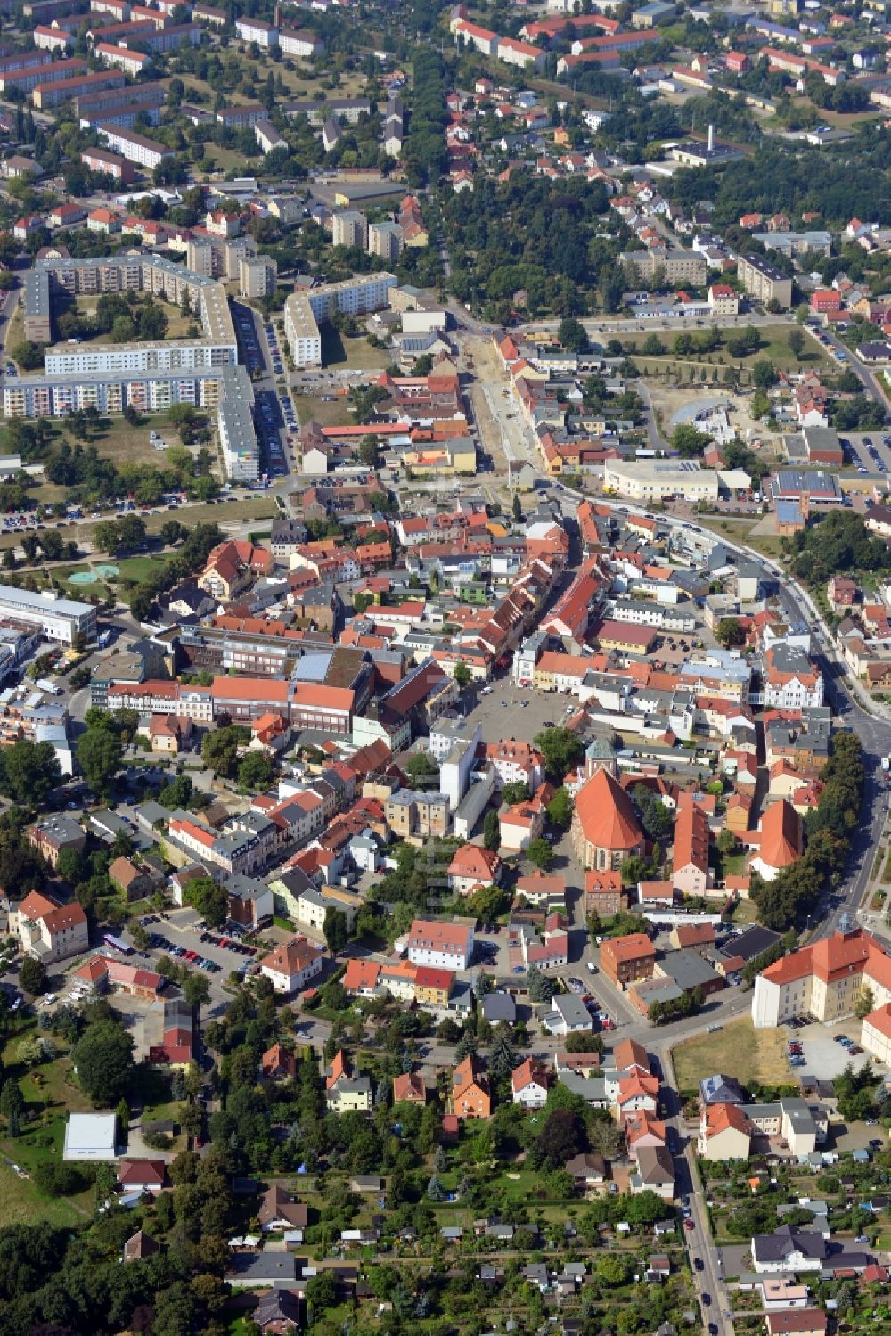 Senftenberg von oben - Innenstadt Senftenberg im Bundesland Brandenburg