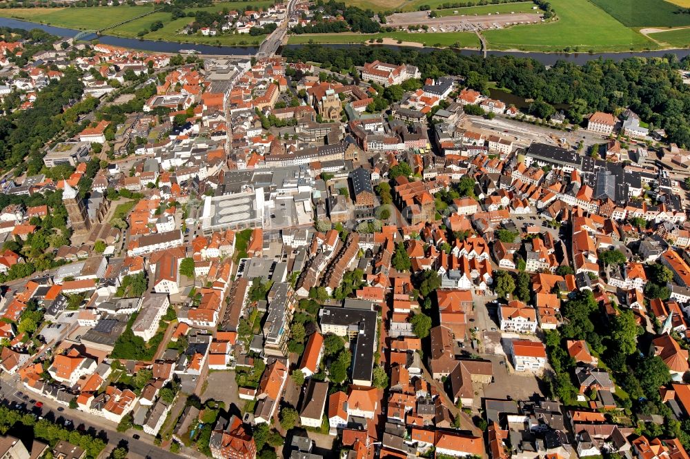 Minden aus der Vogelperspektive: Innenstadt- Zentrum Minden im Bundesland Nordrhein-Westfalen