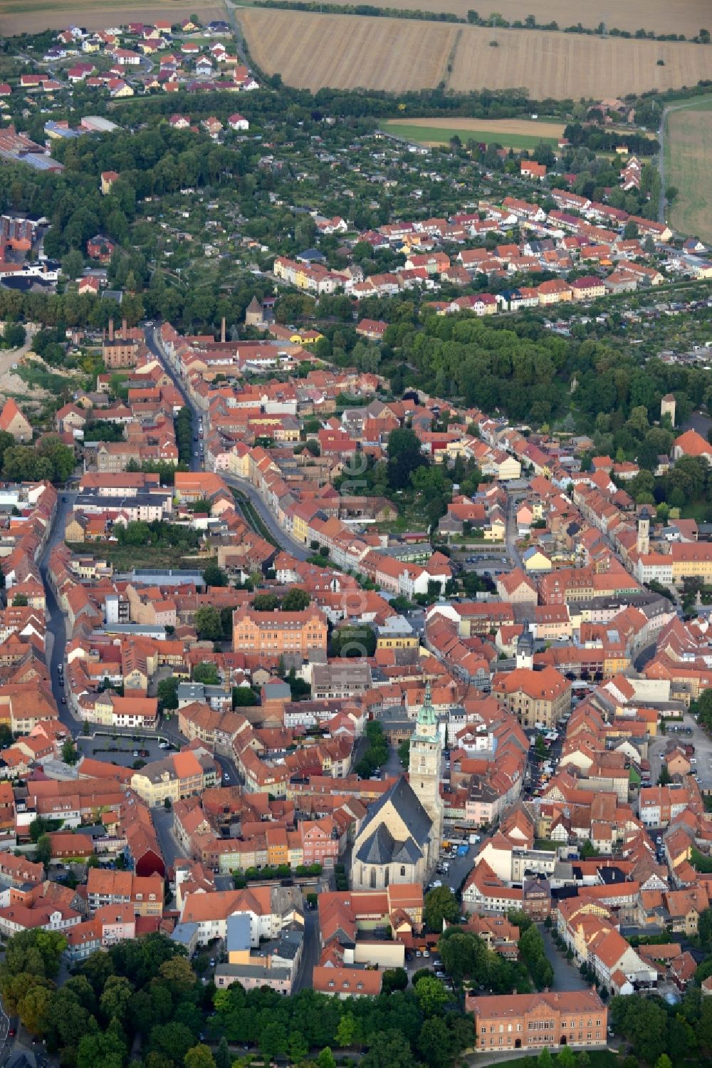 Bad Langensalza aus der Vogelperspektive: Innenstadtbereich in Bad Langensalza im Bundesland Thüringen