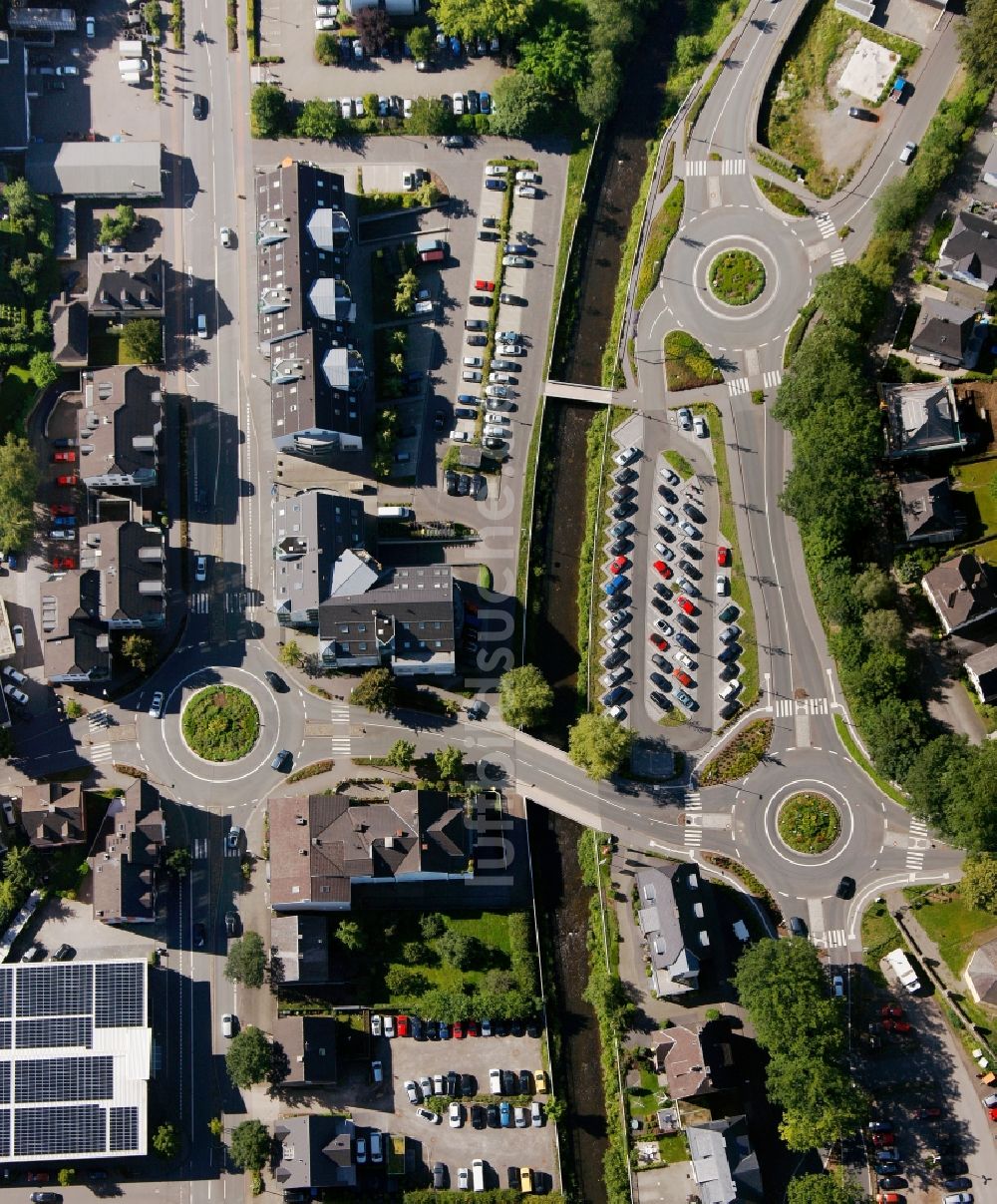 Olpe aus der Vogelperspektive: Innenstadtbereich am Biggeufer - Bruchstraße in Olpe im Bundesland Nordrhein-Westfalen