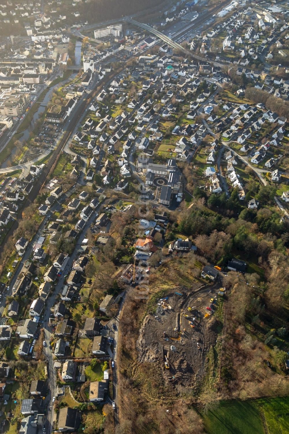 Meschede von oben - Innenstadtbereich in Meschede im Bundesland Nordrhein-Westfalen, Deutschland