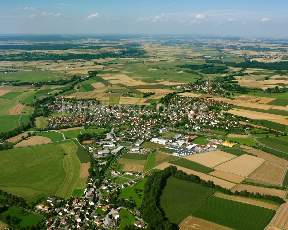 Luftaufnahme Hohentengen - Innenstadtbereich am Stadtrand mit landwirtschaftlichen Feldern in Hohentengen im Bundesland Baden-Württemberg, Deutschland