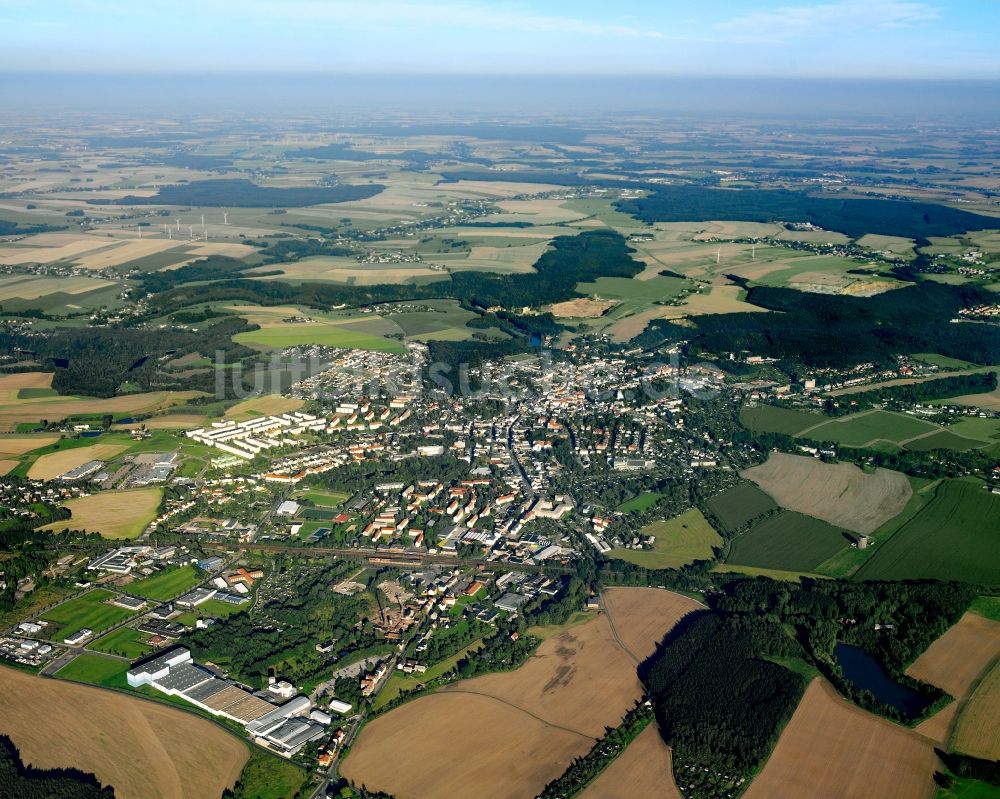 Luftbild Mittweida - Innenstadtbereich am Stadtrand mit landwirtschaftlichen Feldern in Mittweida im Bundesland Sachsen, Deutschland