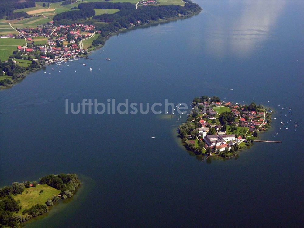 Chiemsee aus der Vogelperspektive: Insel Frauenchiemsee - Chiemsee