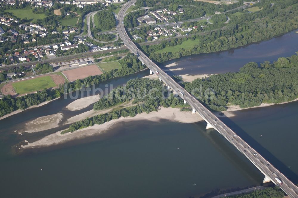 Luftbild Niederwerth - Insel Graswerth am Ufer des Flußverlaufes des Rheins bei Niederwerth im Bundesland Rheinland-Pfalz, Deutschland