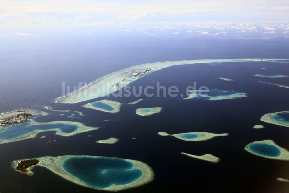 Dharanboodhoo von oben - Insel- Gruppen im Küstenbereich des Indischer Ozean in Dharanboodhoo in Central Province, Malediven