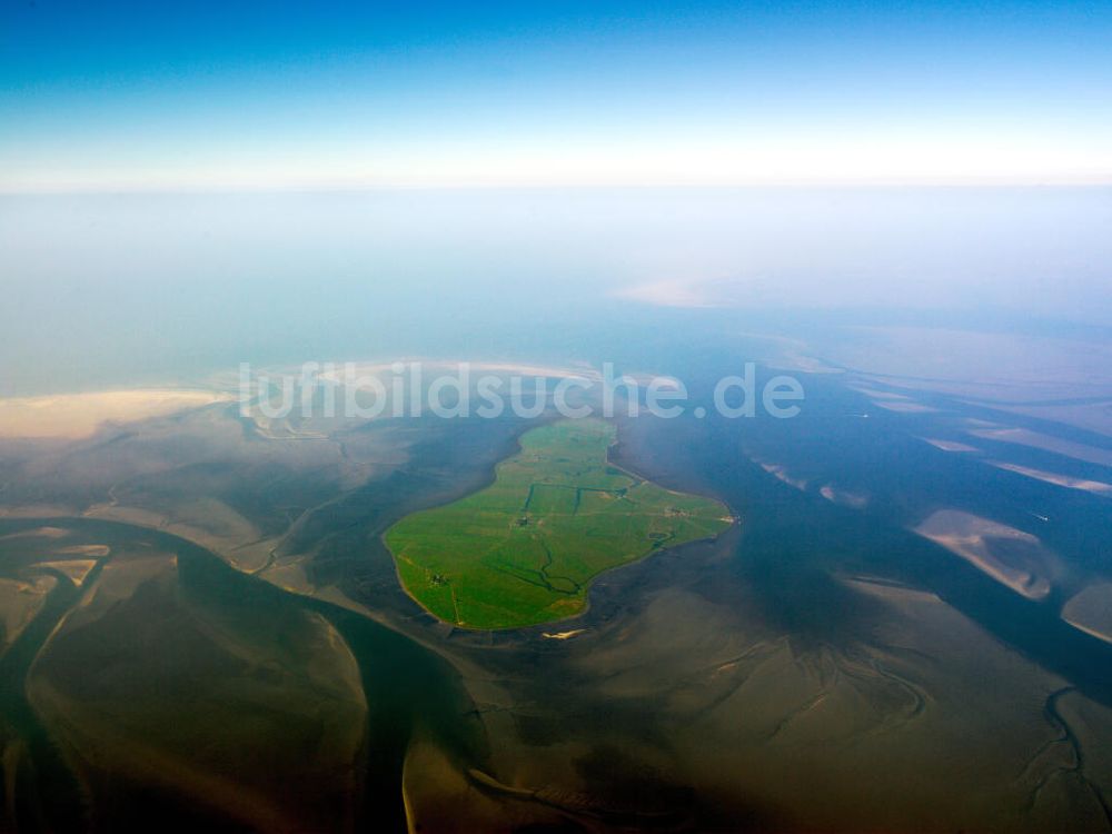 Luftaufnahme Hooge - Insel Hallig Hooge in Schleswig-Holstein