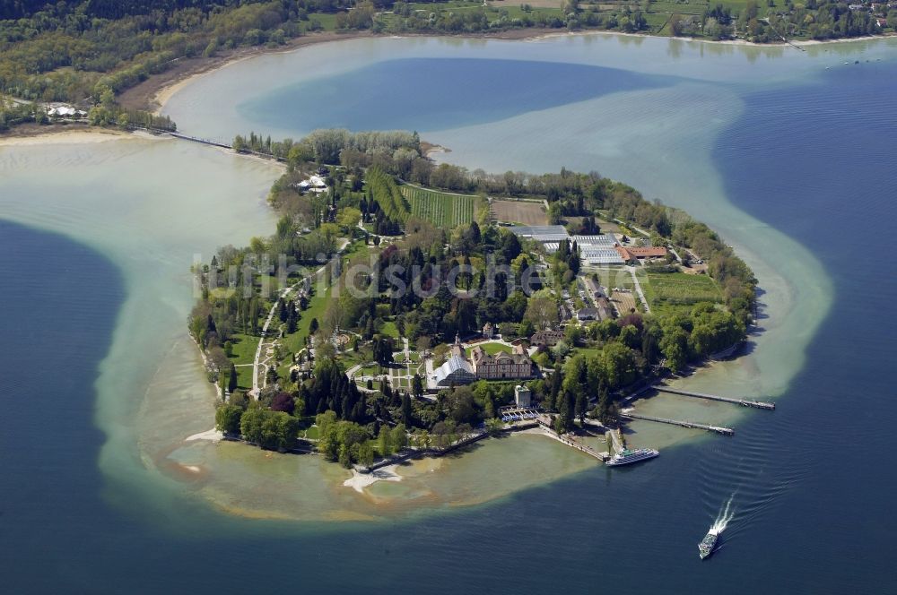 Konstanz von oben - Insel Mainau im Bodensee im Bundesland Baden-Württemberg