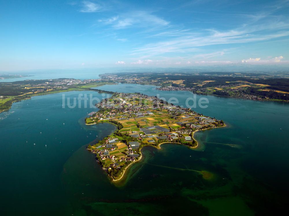 Reichenau von oben - Insel Reichenau im Bodensee in Baden-Württemberg