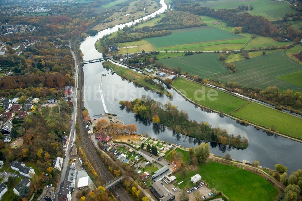 Luftaufnahme Bochum - Insel in der Ruhr beim Ortsteil Dahlhausen in Bochum im Bundesland Nordrhein-Westfalen NRW