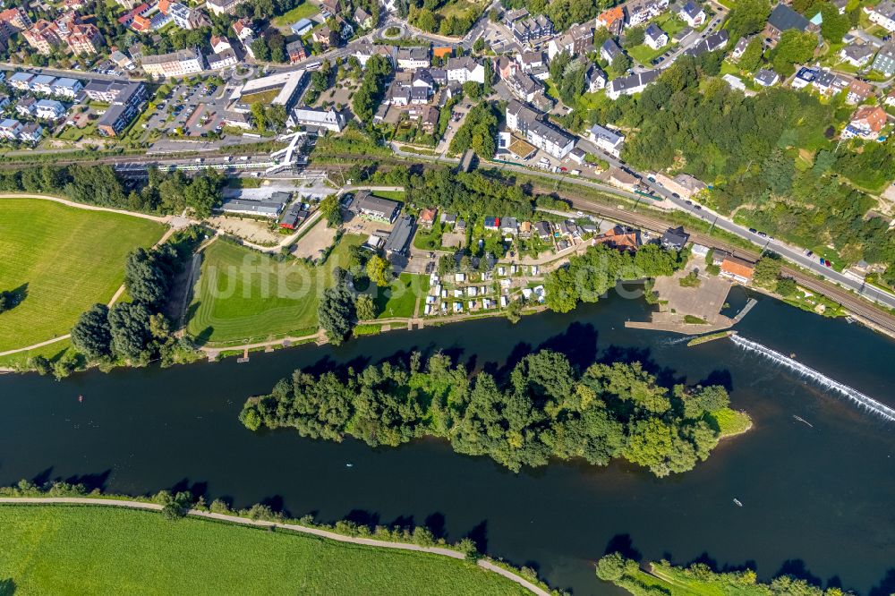 Luftaufnahme Bochum - Insel in der Ruhr beim Ortsteil Dahlhausen in Bochum im Bundesland Nordrhein-Westfalen NRW