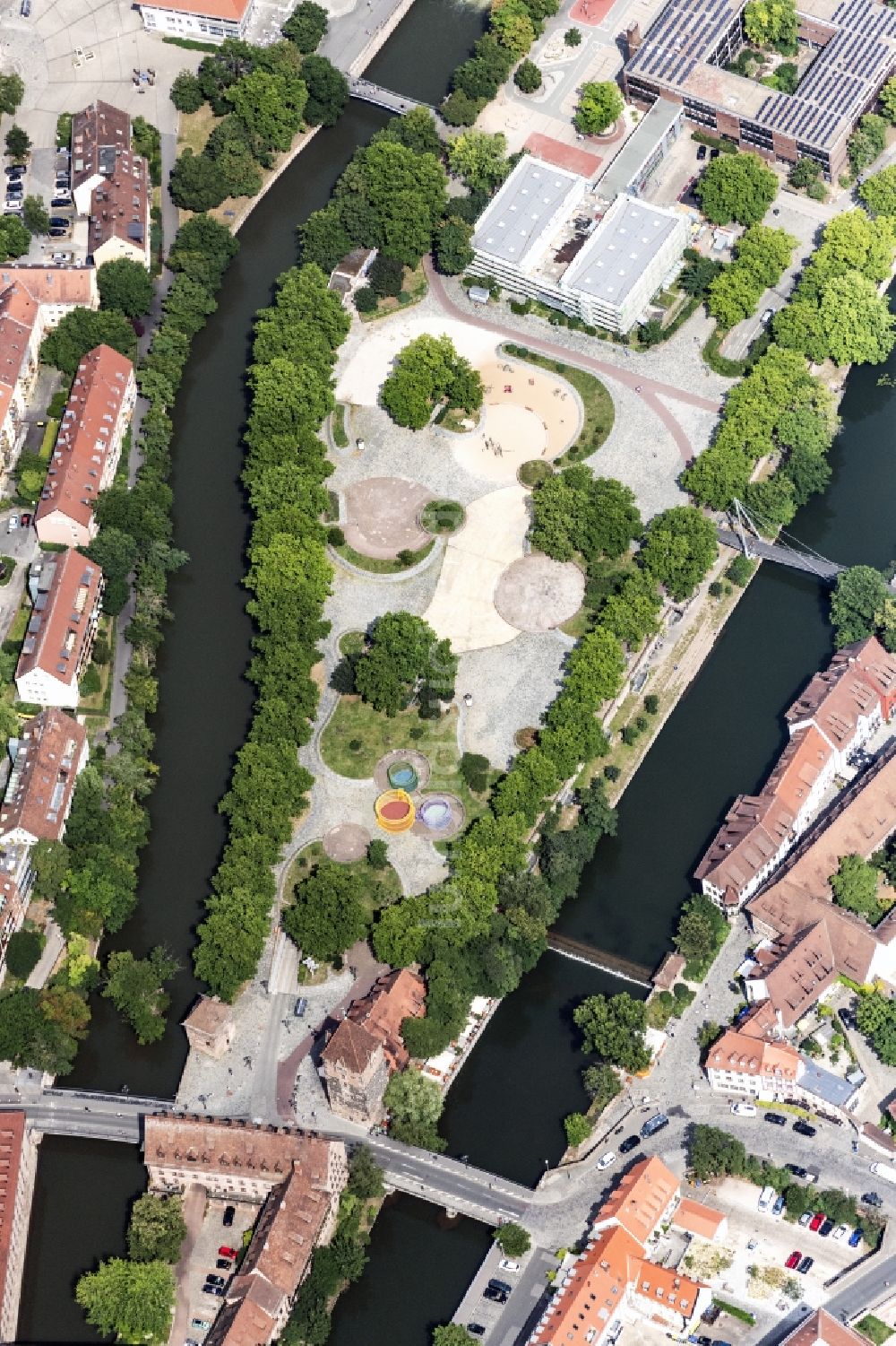 Nürnberg von oben - Insel Schütt in Nürnberg im Bundesland Bayern, Deutschland