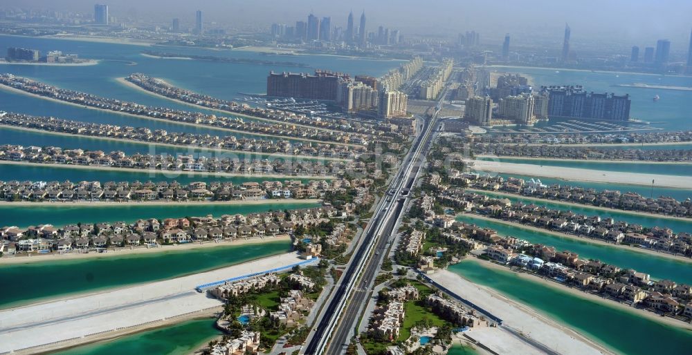 Dubai aus der Vogelperspektive: Insel- Streifen The Palm Jumeirah in Dubai in Vereinigte Arabische Emirate