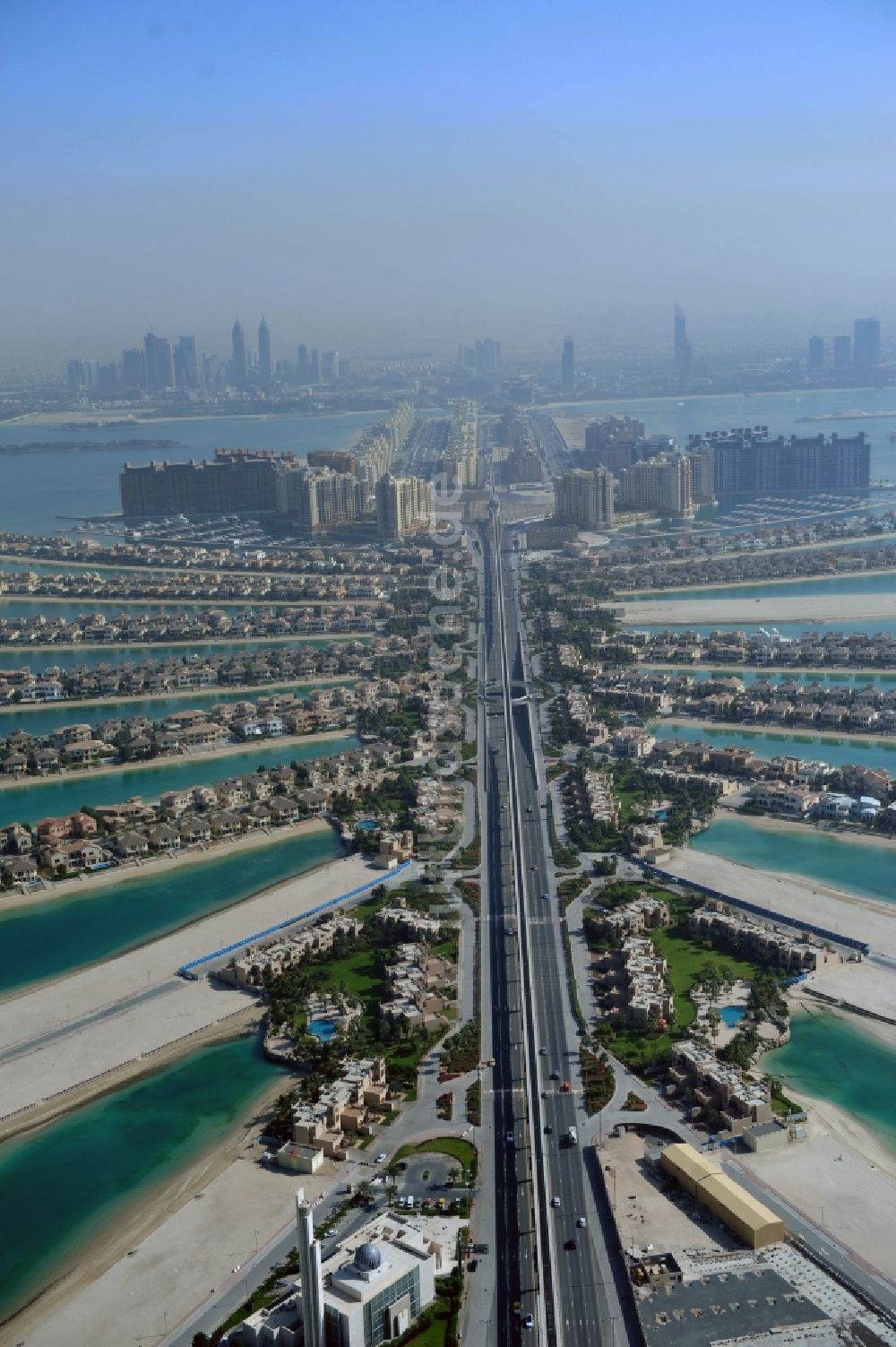 Luftaufnahme Dubai - Insel- Streifen The Palm Jumeirah in Dubai in Vereinigte Arabische Emirate