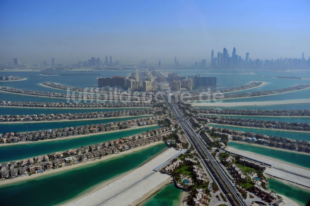 Luftaufnahme Dubai - Insel- Streifen The Palm Jumeirah in Dubai in Vereinigte Arabische Emirate