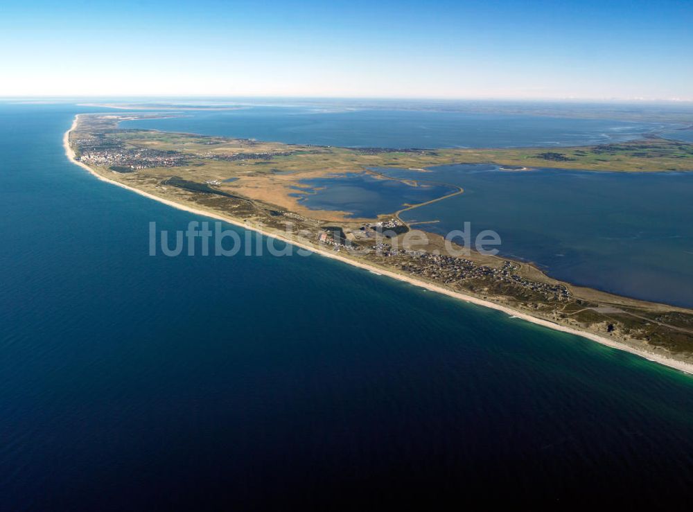 Hörnum ( Sylt ) aus der Vogelperspektive: Insel Sylt. Sylt ist die größte nordfriesische Insel in Schleswig-Holstein