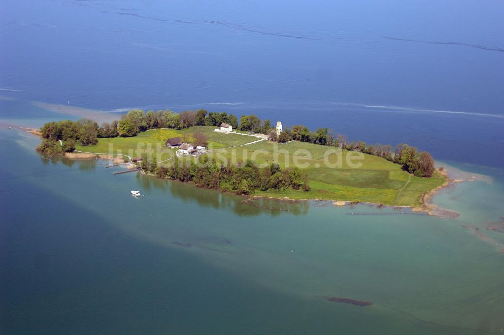 Luftbild Rapperswil - Insel Ufenau im Zürichsee bei Rapperswil