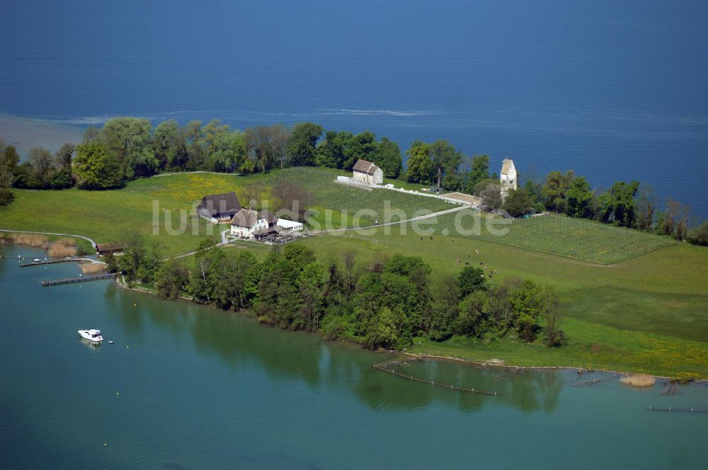 Rapperswil von oben - Insel Ufenau im Zürichsee bei Rapperswil