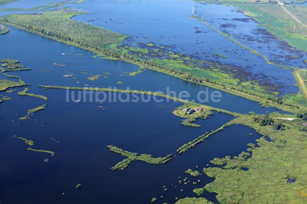 Luftaufnahme Bugewitz - Insel am Ufer des Flußverlaufes des Stettiner Haffs im Ortsteil Kamp in Bugewitz im Bundesland Mecklenburg-Vorpommern