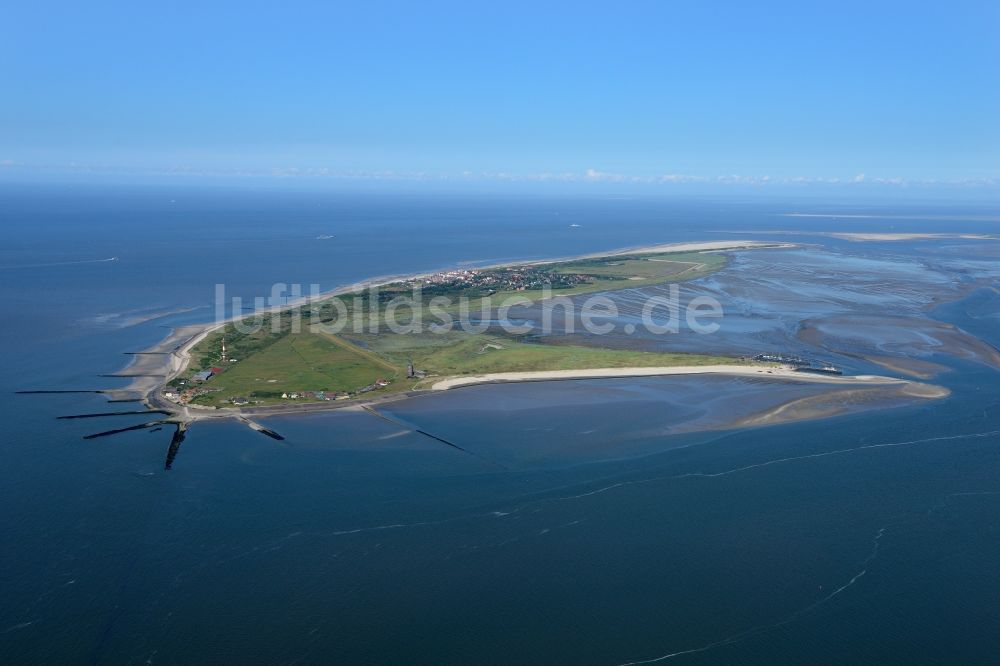 Wangerooge aus der Vogelperspektive: Insel Wangerooge im Wattenmeer in der Nordsee im Bundesland Niedersachsen