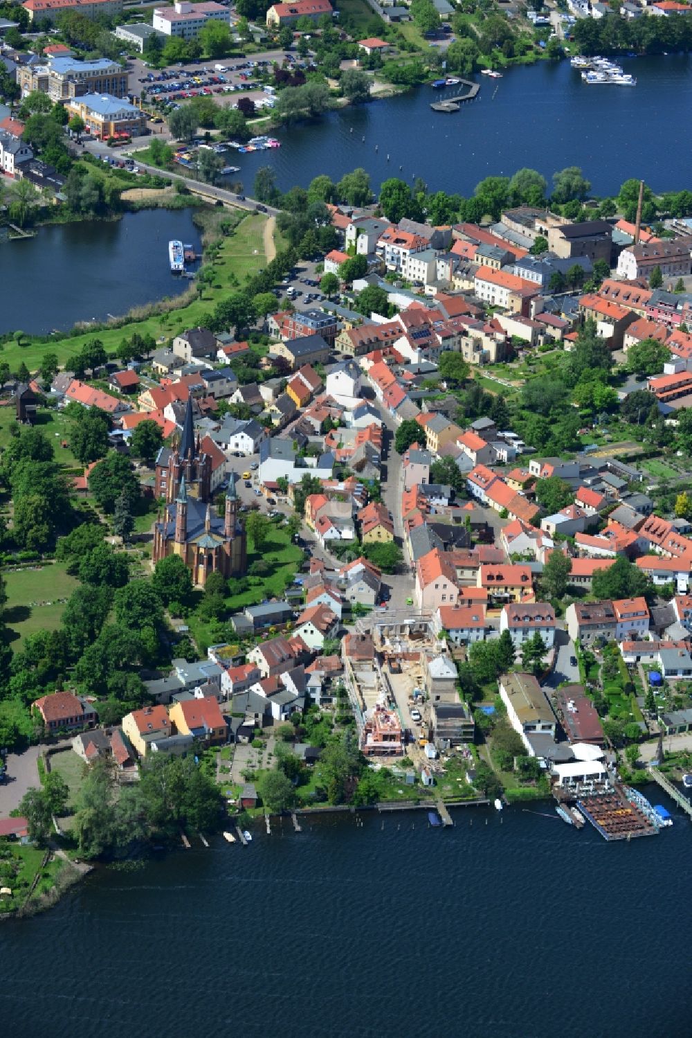 Luftbild Werder Havel - Insel an den Werderwiesen am Ufer der Havel in Werder im Bundesland Brandenburg