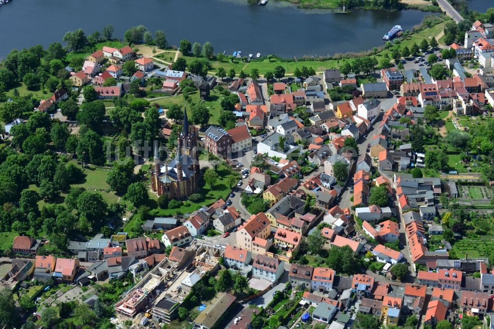 Werder Havel aus der Vogelperspektive: Insel an den Werderwiesen am Ufer der Havel in Werder im Bundesland Brandenburg