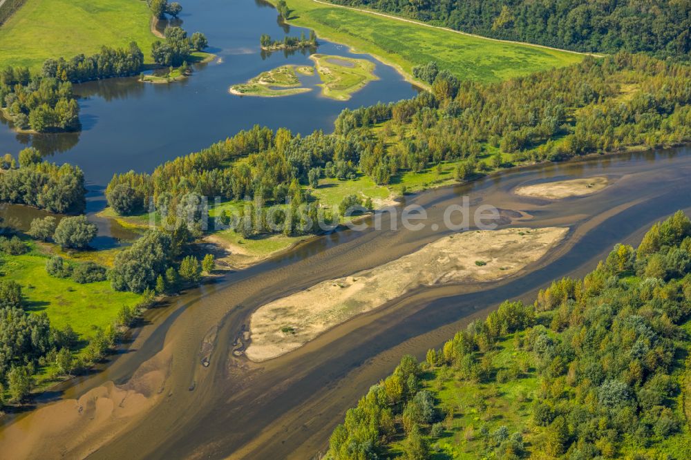 Lippedorf von oben - Inseln im Mündungsraum des Flußverlaufes der Lippe bei Lippedorf im Bundesland Nordrhein-Westfalen, Deutschland