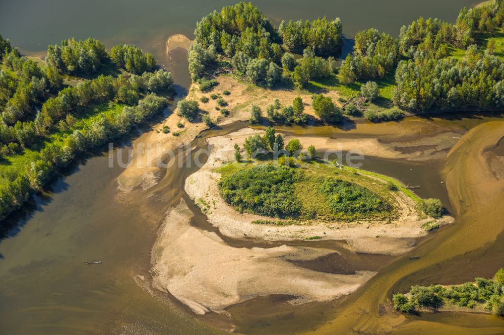 Lippedorf von oben - Inseln im Mündungsraum des Flußverlaufes der Lippe bei Lippedorf im Bundesland Nordrhein-Westfalen, Deutschland