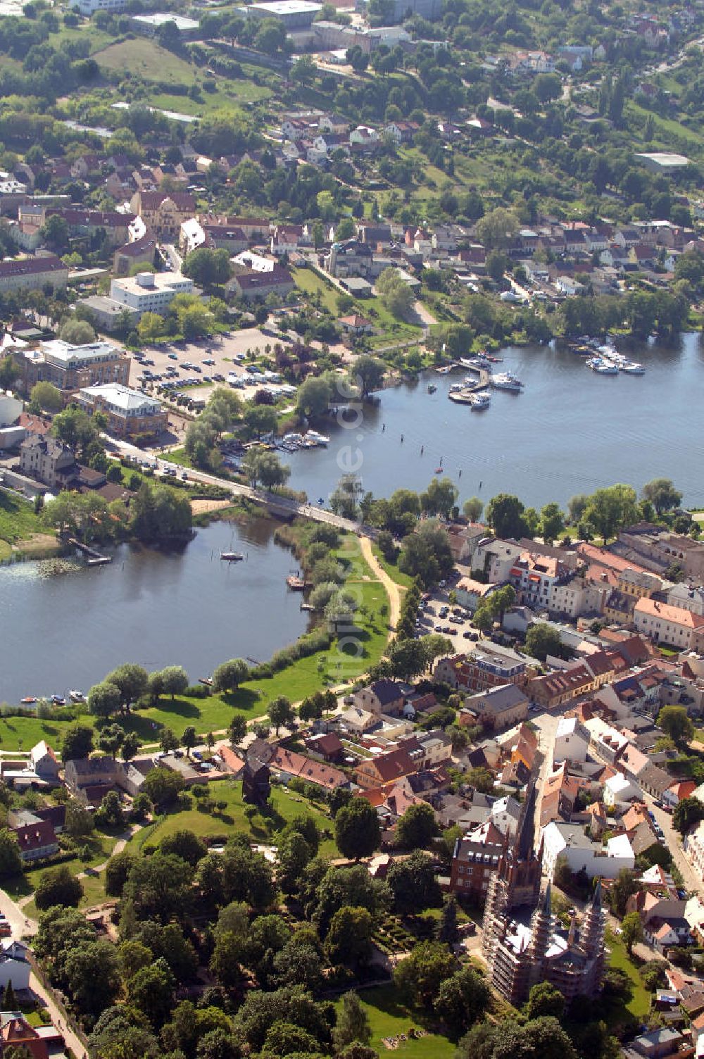 Luftaufnahme Werder / Havel - Inselstadt Werder / Havel mit Heilig-Geist-Kirche