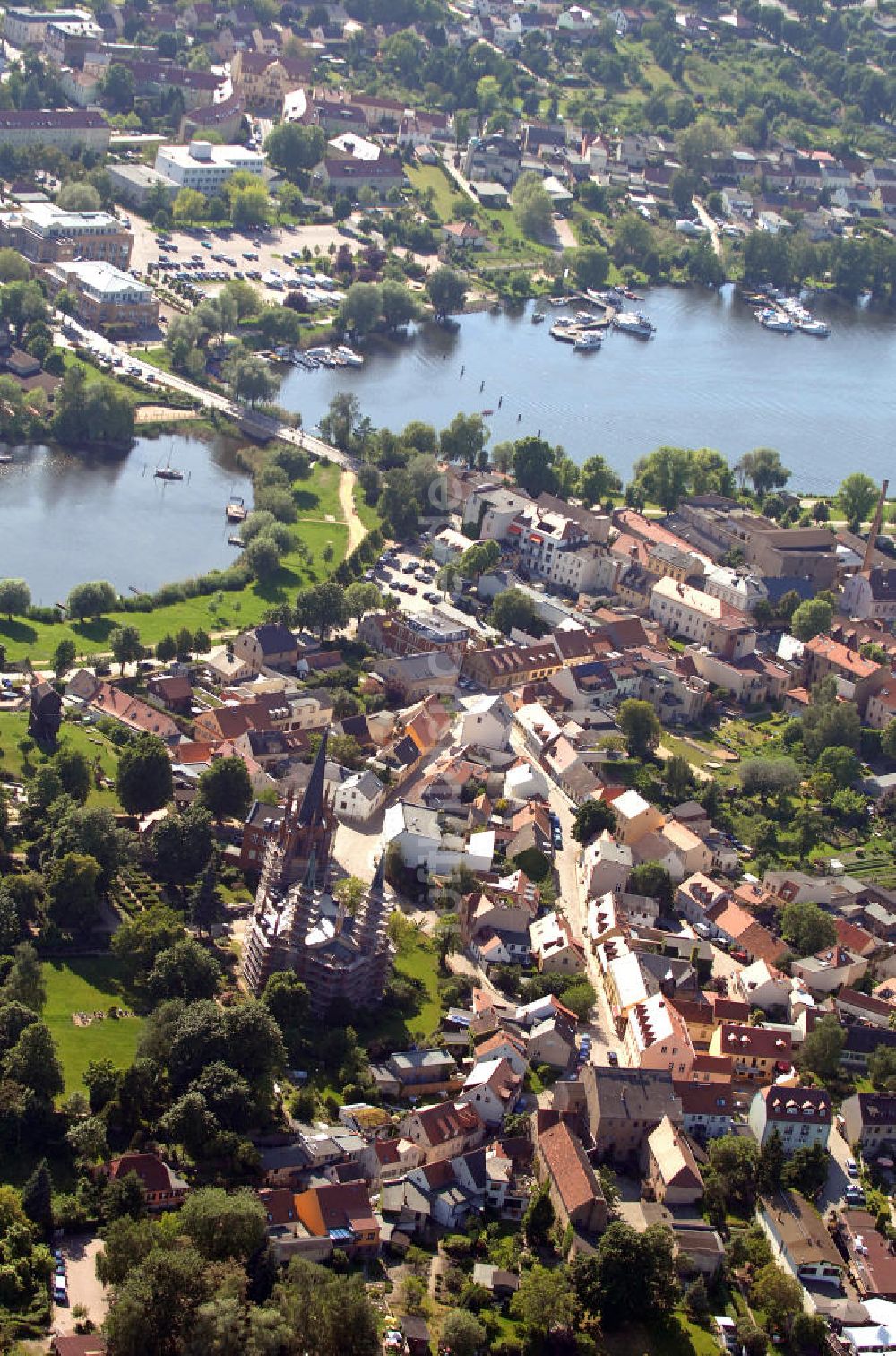 Werder / Havel von oben - Inselstadt Werder / Havel mit Heilig-Geist-Kirche