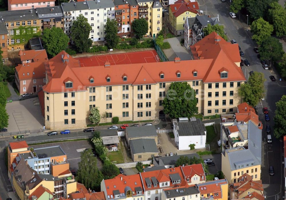 Luftaufnahme Jena - Integrierte Gesamtschule in der Angergasse von Jena im Bundesland Thüringen