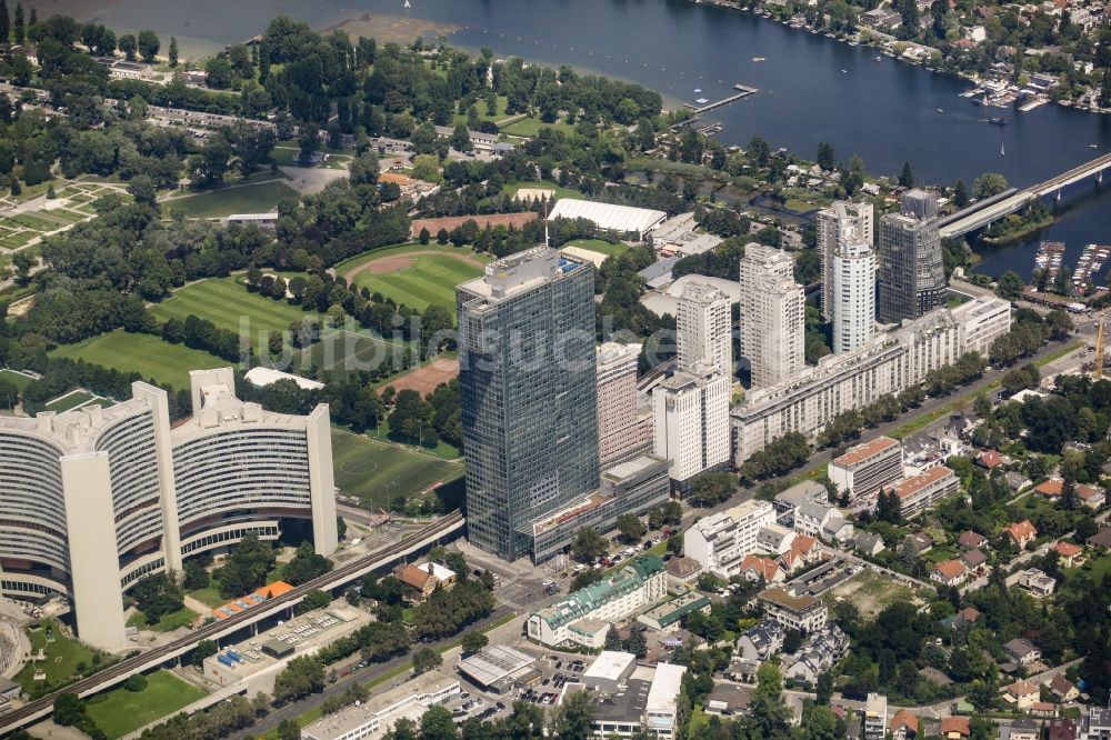 Luftaufnahme Wien - Internationales Zentrum im Innenstadtbereich in Wien in Österreich