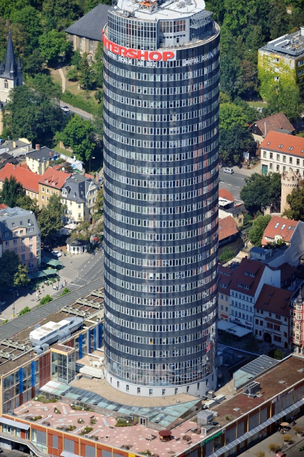 Jena aus der Vogelperspektive: Intershop Tower in Jena im Bundesland Thüringen