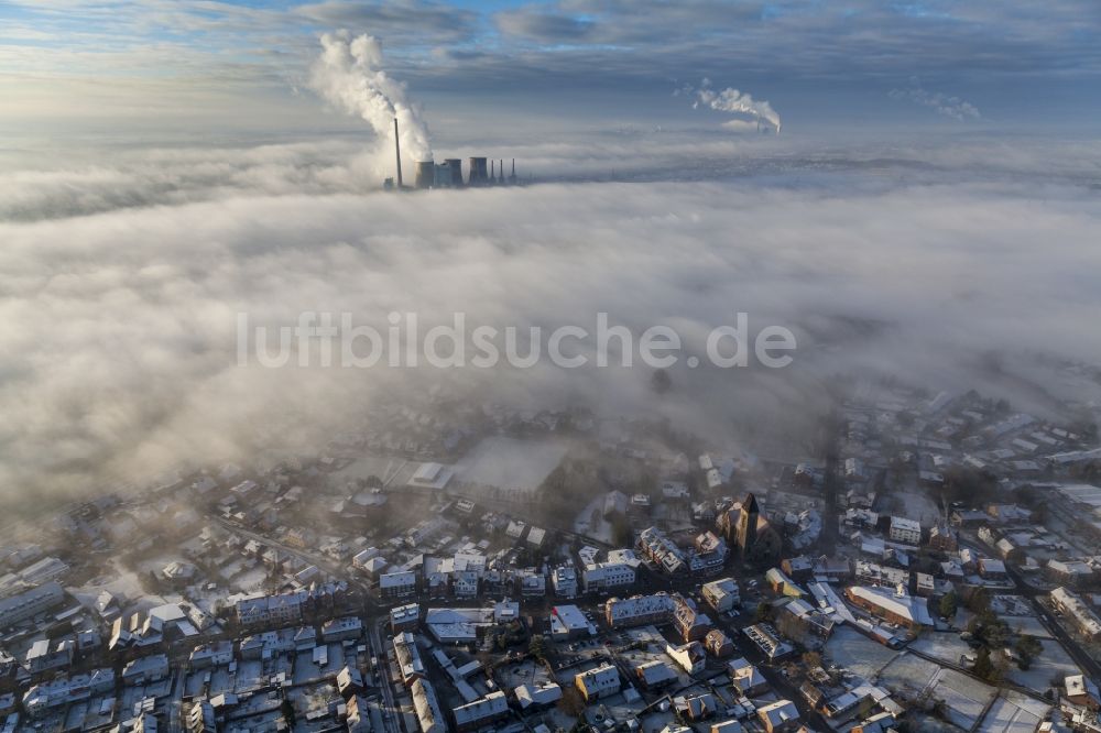 Luftbild Hamm - Inversionswetterlage Landschaft über Bockum-Hövelin Hamm im Bundesland Nordrhein-Westfalen