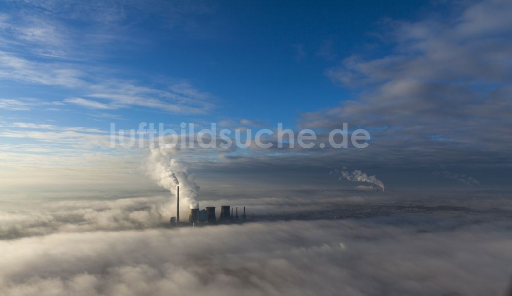 Luftaufnahme Hamm - Inversionswetterlage Landschaft über Bockum-Hövelin Hamm im Bundesland Nordrhein-Westfalen