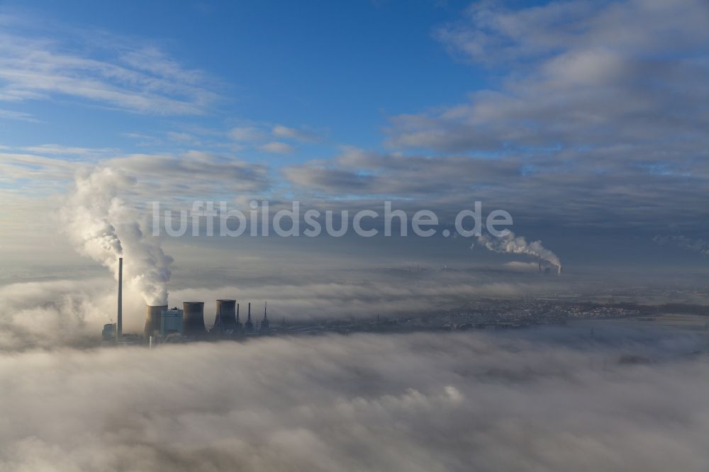 Hamm aus der Vogelperspektive: Inversionswetterlage Landschaft über Bockum-Hövelin Hamm im Bundesland Nordrhein-Westfalen